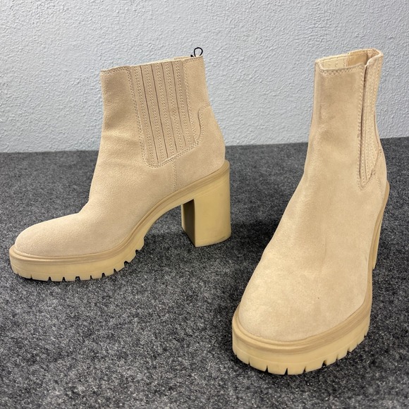 Dolce Vita Shoes - Dolce Vita Chelsea Boots Womens 10 Beige Suede Platform Lug Sole Block